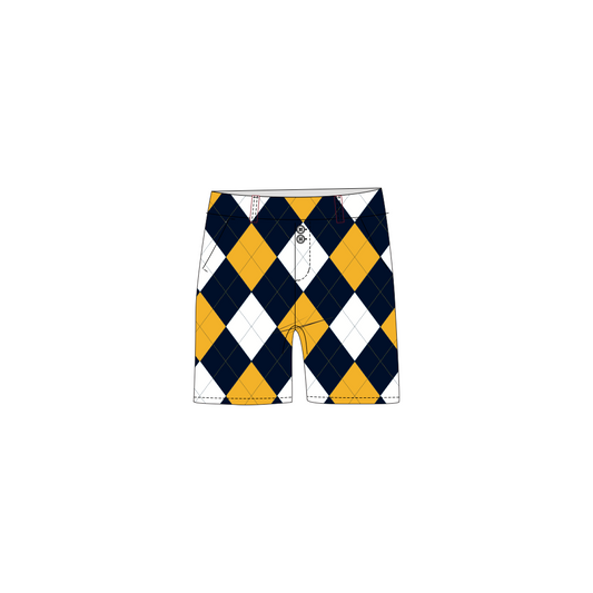 Blue and Gold Argyle Women's Bermuda Short - MTO