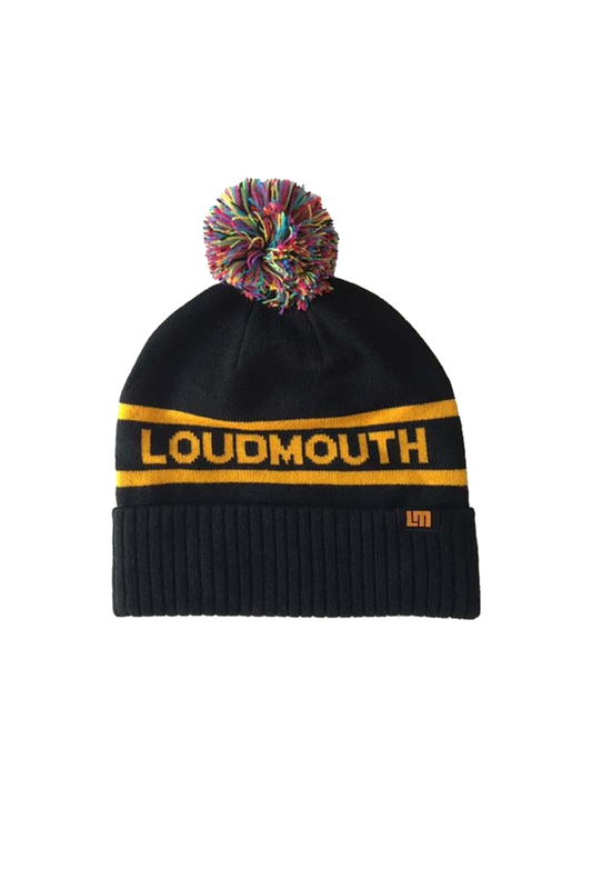 Loudmouth Knit Cap Black Multi-Colored Pom