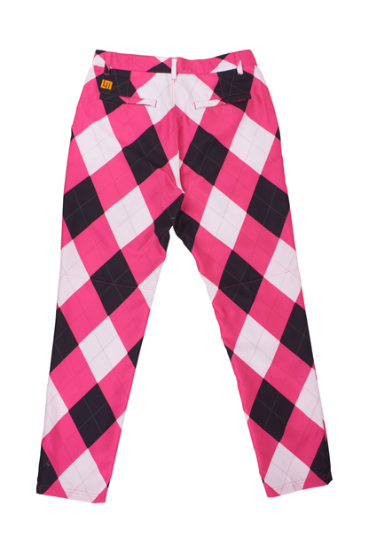 Peachy Birdie Pant - Pink and Black Argyle